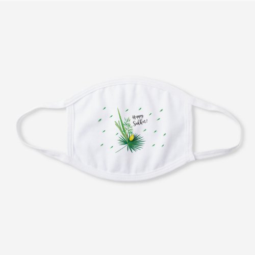 Sukkot Festival Party Sukkah Lulav  Etrog White Cotton Face Mask