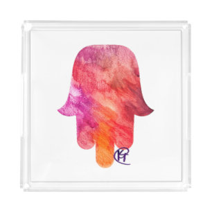 Sukkot Hamsa Art Acrylic Tray