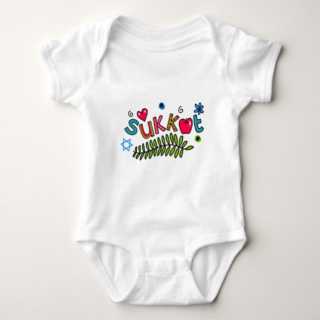 Sukkot Jewish Holiday Text Baby Bodysuit (Front)