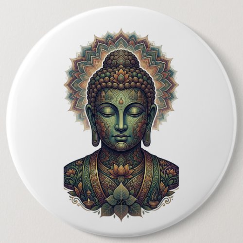 Sukti Budh Serene Meditation Portrait - Ancient Ba Button
