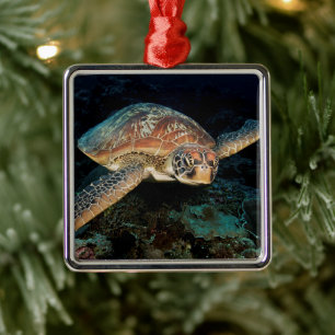 Sulawesi Green Sea Turtle Metal Ornament