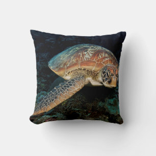 Sulawesi Green Sea Turtle Throw Pillow