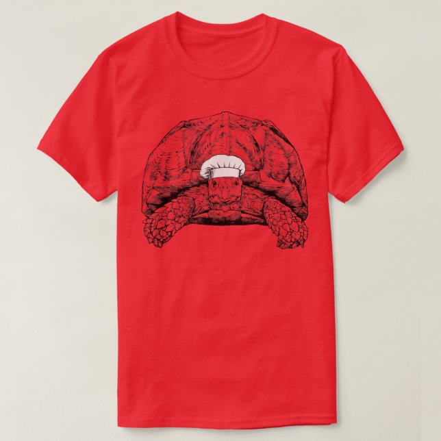 Sulcata Tortoise Animal Chef Funny Cooking Cook  T-Shirt (Design Front)