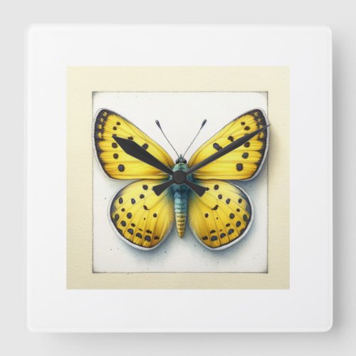 Sulfur Butterfly 030624IREF126 _ Watercolor Square Wall Clock