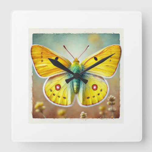 Sulfur Butterfly 190624IREF126 _ Watercolor Square Wall Clock