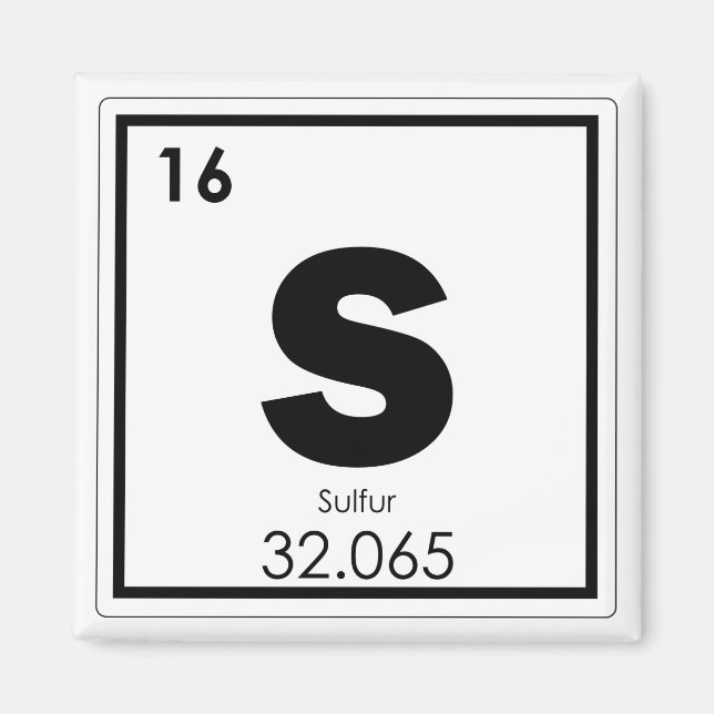 Sulfur chemical element symbol chemistry formula g magnet (Front)