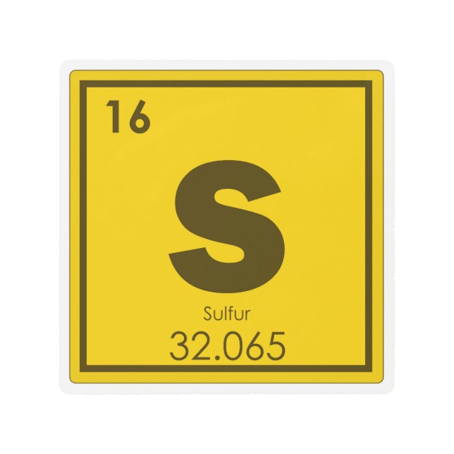 Sulfur chemical element symbol chemistry formula g metal print (Front)