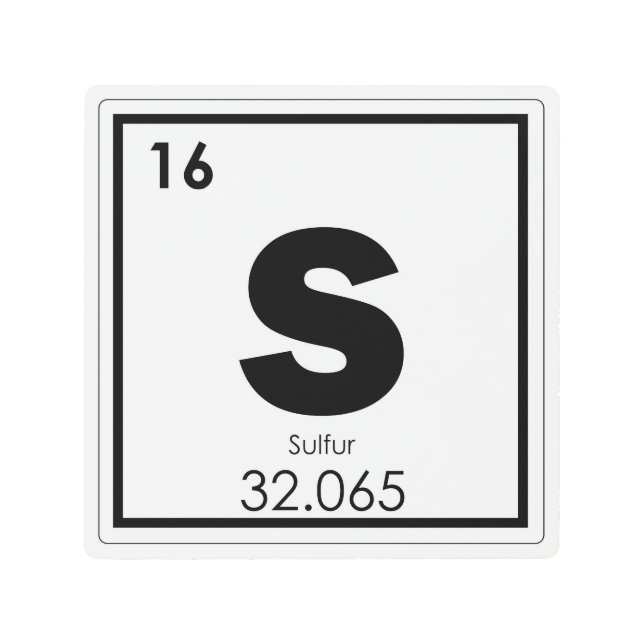 Sulfur chemical element symbol chemistry formula g metal print (Front)