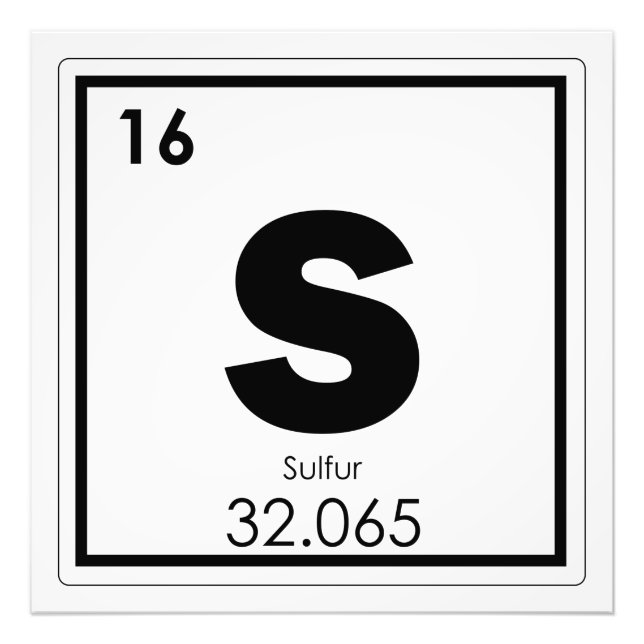 Sulfur chemical element symbol chemistry formula g photo print (Front)