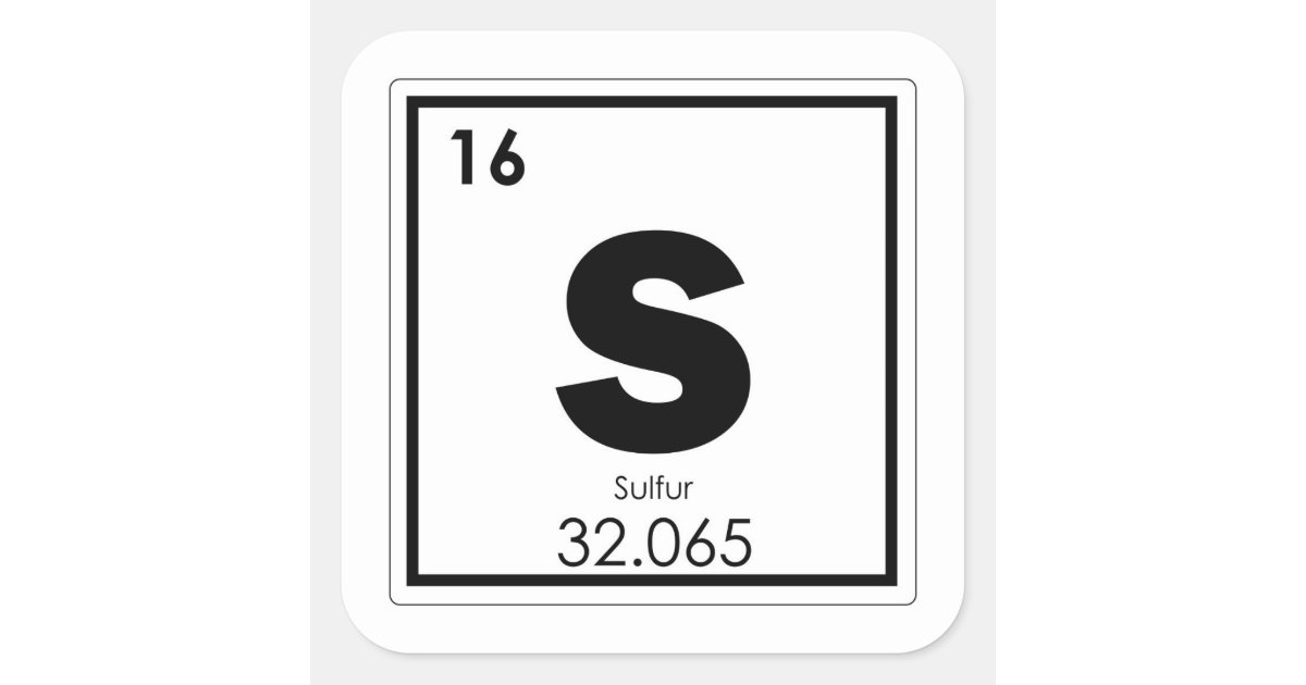 Sulfur chemical element symbol chemistry formula g square sticker ...