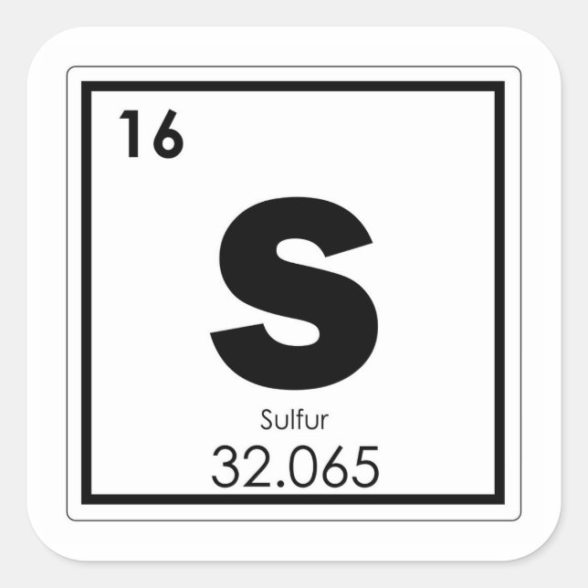 Sulfur chemical element symbol chemistry formula g square sticker (Front)