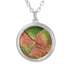 Sulfur crystals under a microscope silver plated necklace