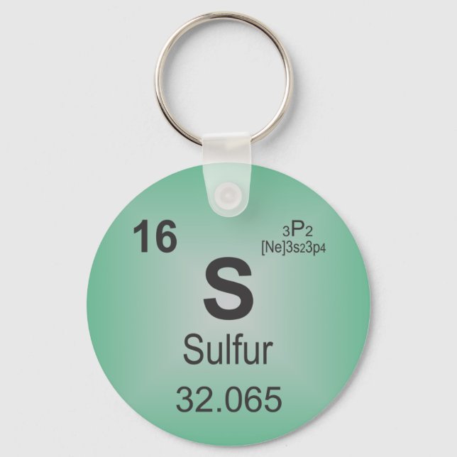 Sulfur Individual Element of the Periodic Table Keychain (Front)