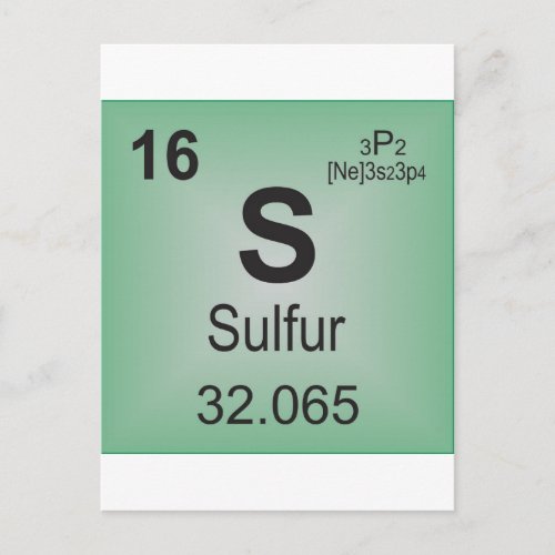 Sulfur Individual Element of the Periodic Table Postcard