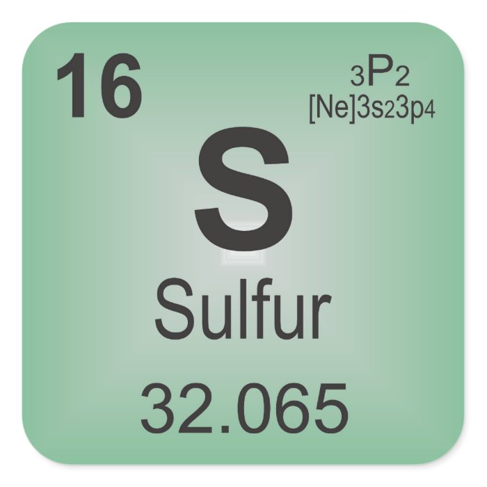 Sulfur Individual Element of the Periodic Table Square Stickers