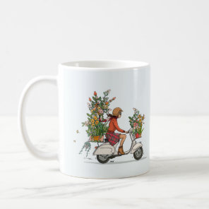 Sulk with vespa scooter with coloured little girl coffee mug