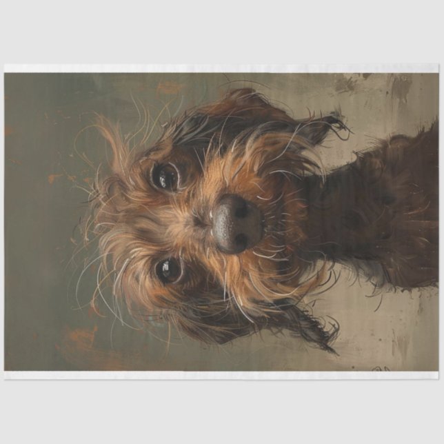Sulky Sausage Dachshund Puppy Decoupge   Tissue Paper (Front)