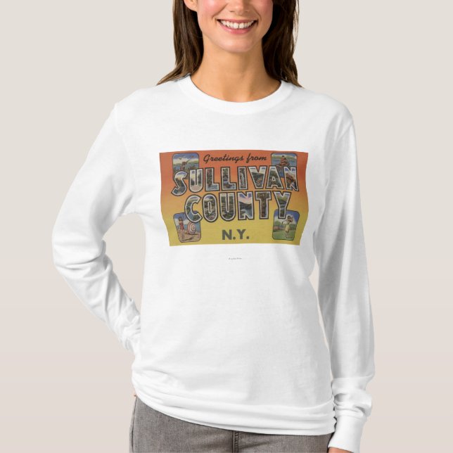 Sullivan County, New York - Large Letter Scenes T-Shirt (Front)