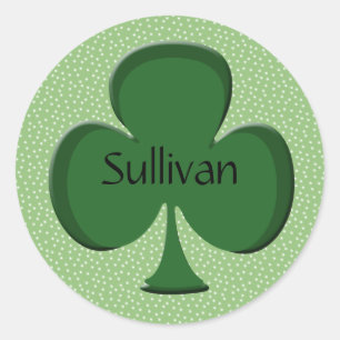 Sullivan Shamrock Name Stickers