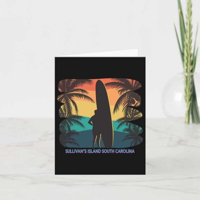 Sullivan's Island South Carolina Sc Palm Tree Surf Card (Front)