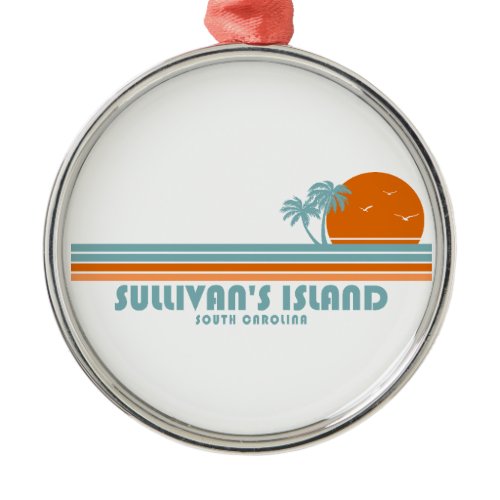 Sullivan's Island South Carolina Sun Palm Trees Metal Ornament