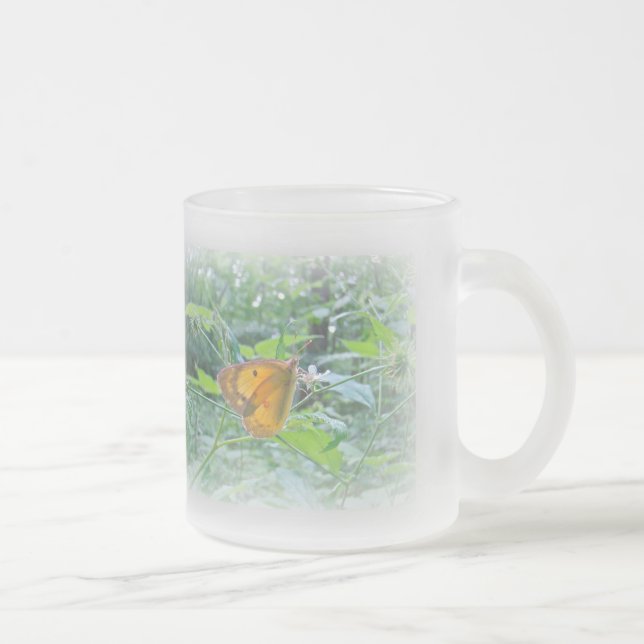 Sulpher Butterfly Frosted Glass Coffee Mug (Right)