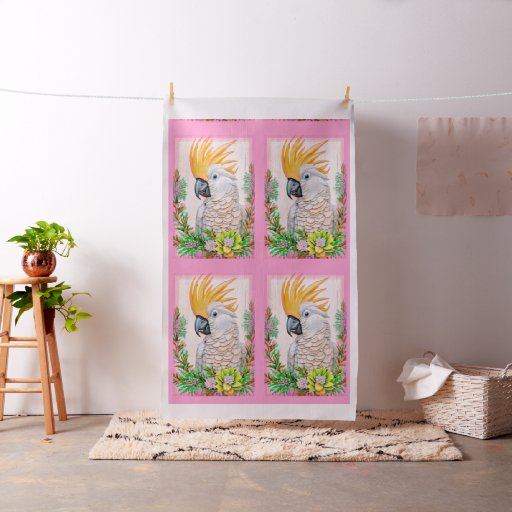 Sulpher Crested Cockatoo Sew your own tea towels Fabric