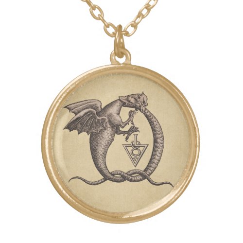 Sulphur and Mercury Dragons Gold Plated Necklace