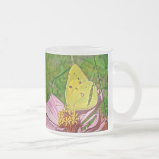 Sulphur Butterfly Frosted Glass Coffee Mug