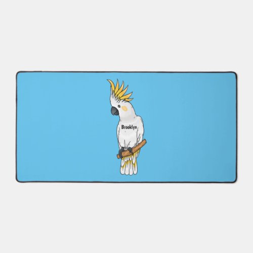 Sulphur_crested cockatoo bird cartoon illustration desk mat