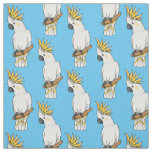 Sulphur-crested cockatoo bird cartoon illustration fabric