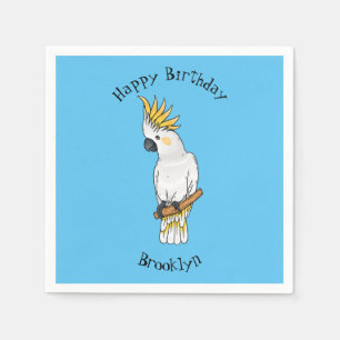 Sulphur-crested cockatoo bird cartoon illustration napkins