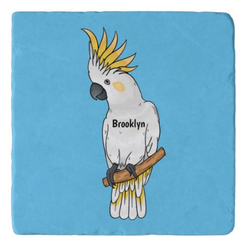 Sulphur_crested cockatoo bird cartoon illustration trivet