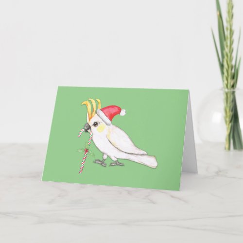 Sulphur crested cockatoo Christmas style Holiday Card