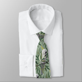 Sulphur-Crested Cockatoo in Tree Illustration Neck Tie