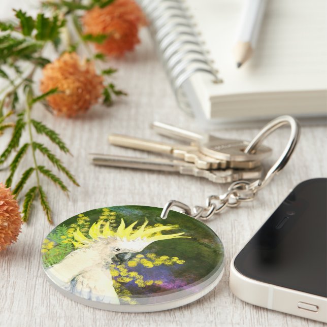 Sulphur crested cockatoo Parrot  Keychain (Front Right)