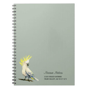Sulphur Crested cockatoo watercolor painting Notebook