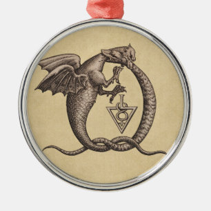 Sulphur & Mercury Alchemy Dragon Symbol Metal Ornament