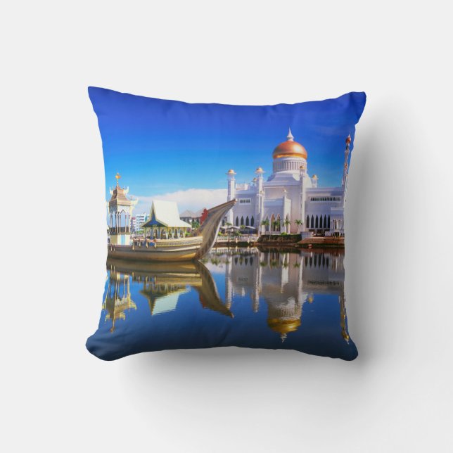 Sultan Omar Ali Saifuddien Mosque Throw Pillow (Front)