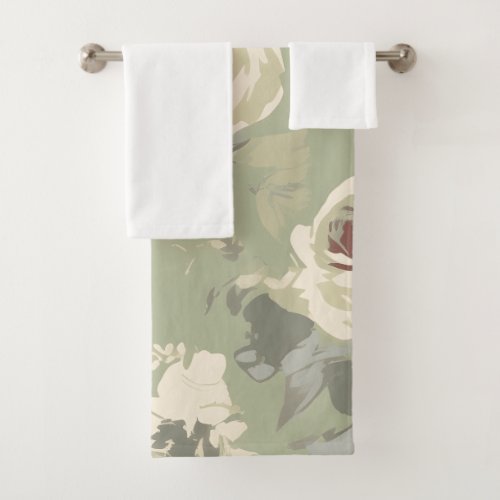 Sultry and sophisticated darker pastel rose design bath towel set