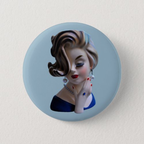 Sultry Lady Diva with Manicure Head Vase Button