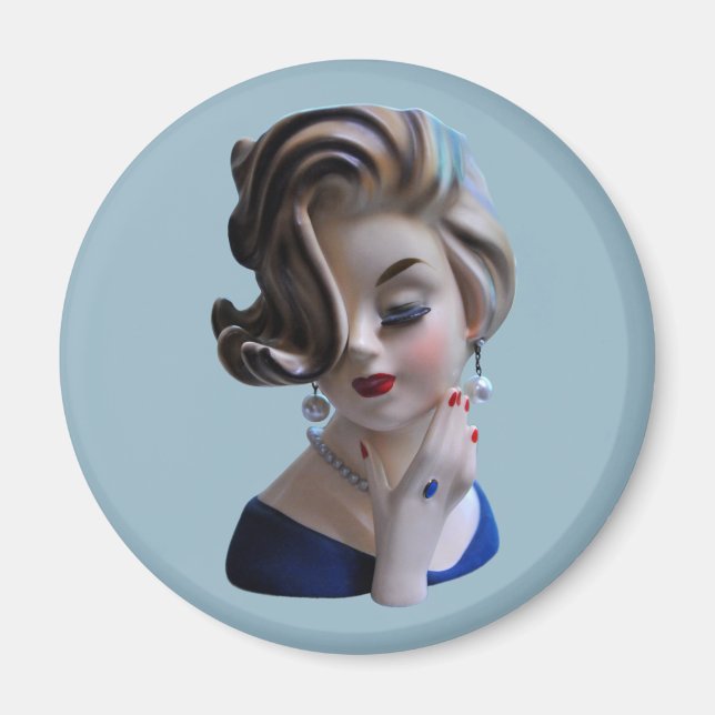 Sultry Lady Diva with Manicure Head Vase Magnet (Front)