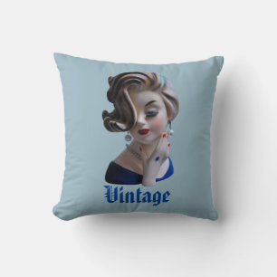 Sultry Lady Diva with Manicure Head Vase Throw Pillow
