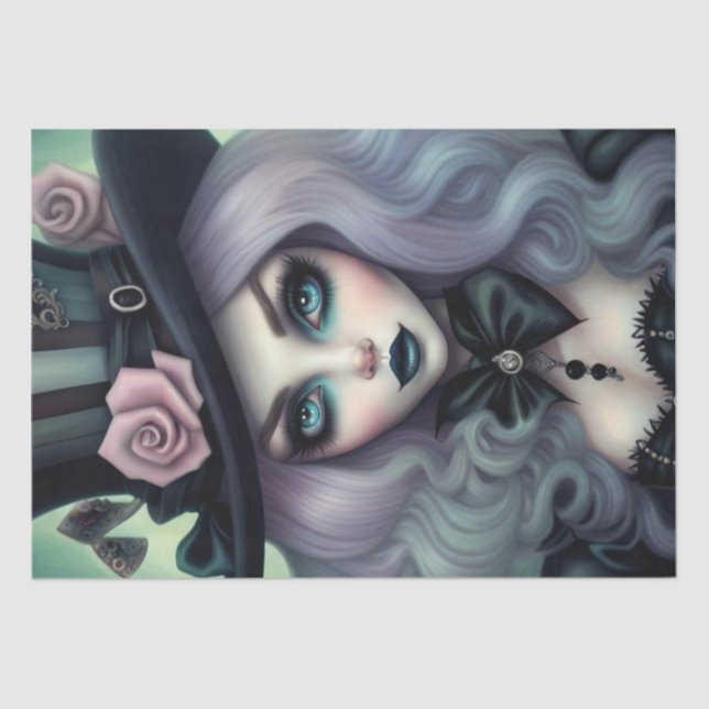 Sultry Mad Hatter Purple Hair Decoupage Paper  (Front)