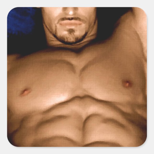Sultry Man on Bed - original painting Square Sticker (Front)