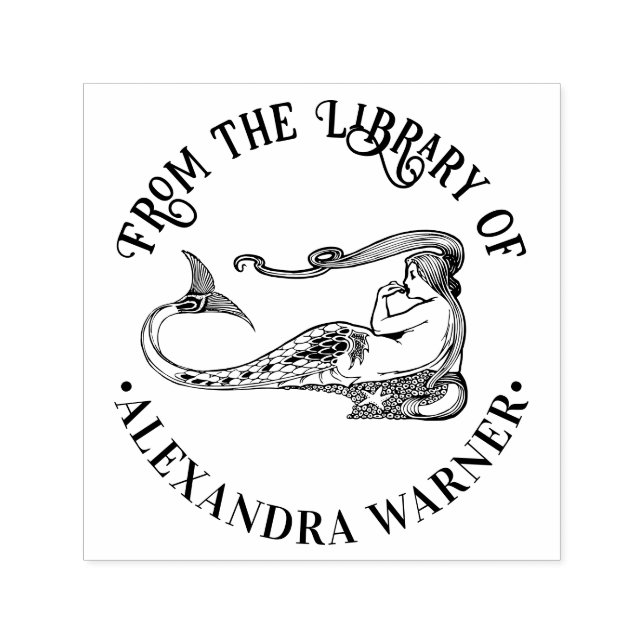 Sultry Mermaid Siren Resting Library Book Name Self-inking Stamp (Design)