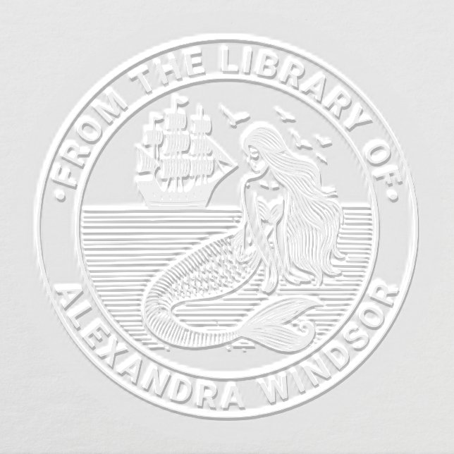 Sultry Mermaid Siren, Ship Library Book Name Embosser (Design)