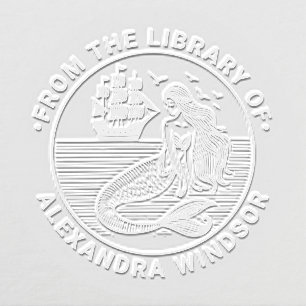 Sultry Mermaid Siren, Ship Library Book Name Embosser