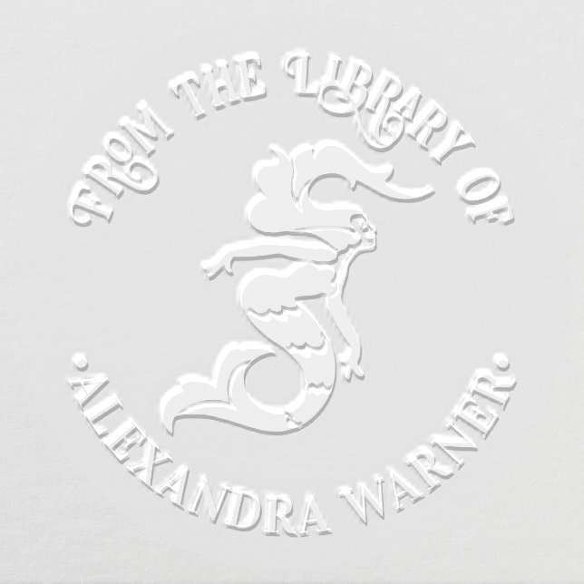 Sultry Mermaid Siren Silhouette Library Book Name Embosser (Design)