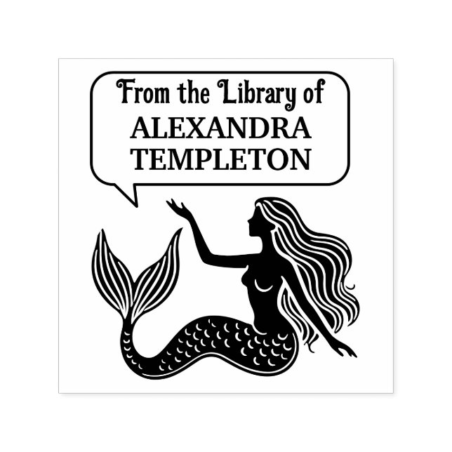Sultry Mermaid Talk Bubble #1 Library Book Name Self-inking Stamp (Design)